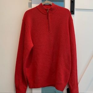 Alashan Men’s Wool/Cashmere 1/4 zip Mock Neck Sweater - Burnt Orange Size XL